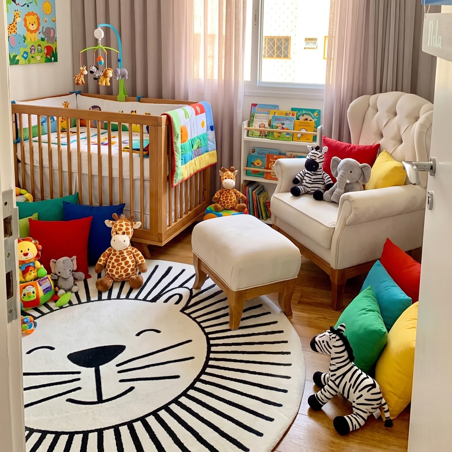 Tapete Infantil Redondo Safari Fun