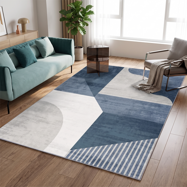 Tapete Retangular Decorativo BlueGeometric