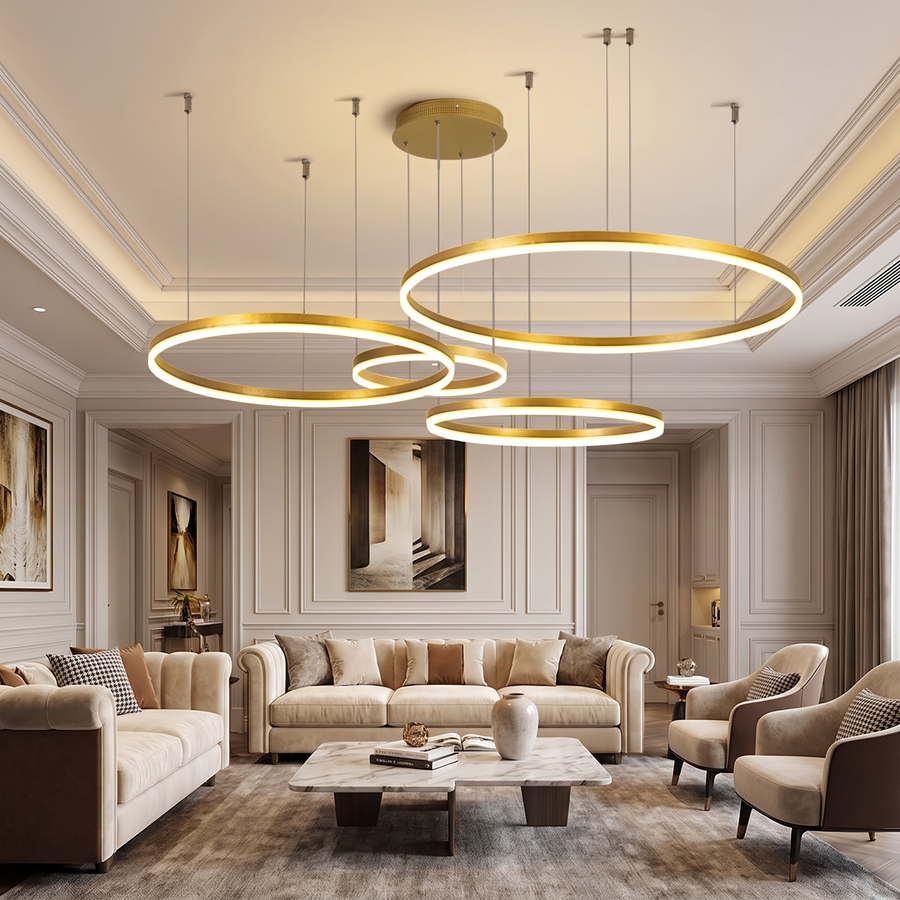 Lustre Pendente Circular Nordic Europe Gold